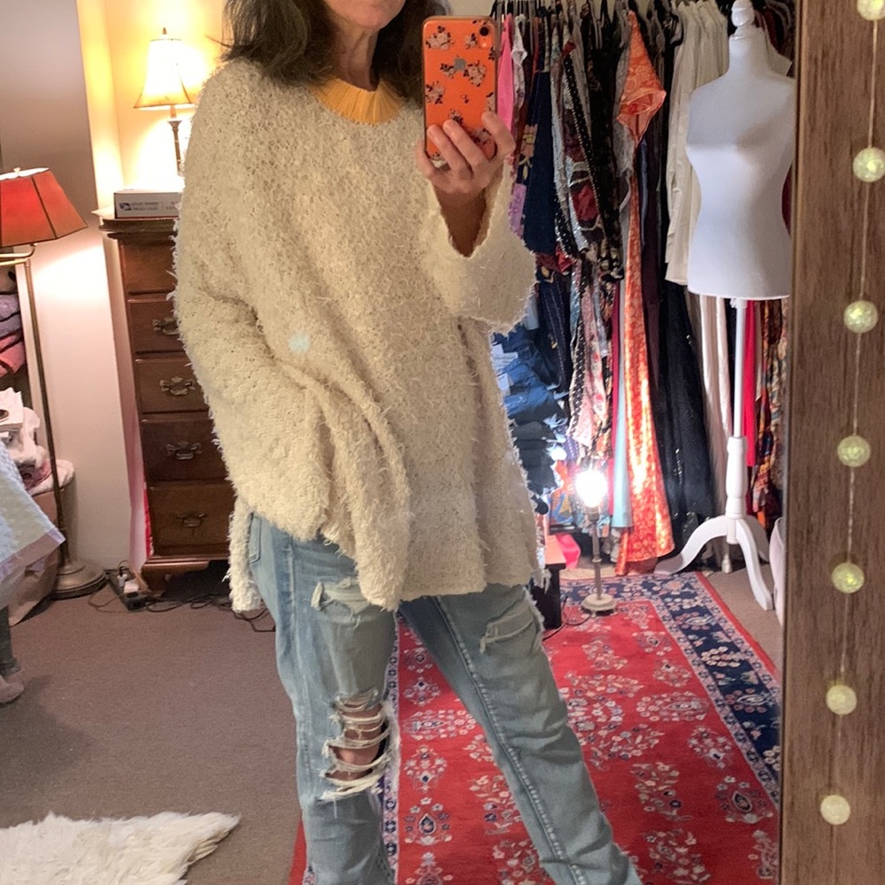Free People Fuzzy Crewneck Tunic Sweater